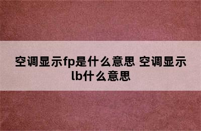 空调显示fp是什么意思 空调显示lb什么意思